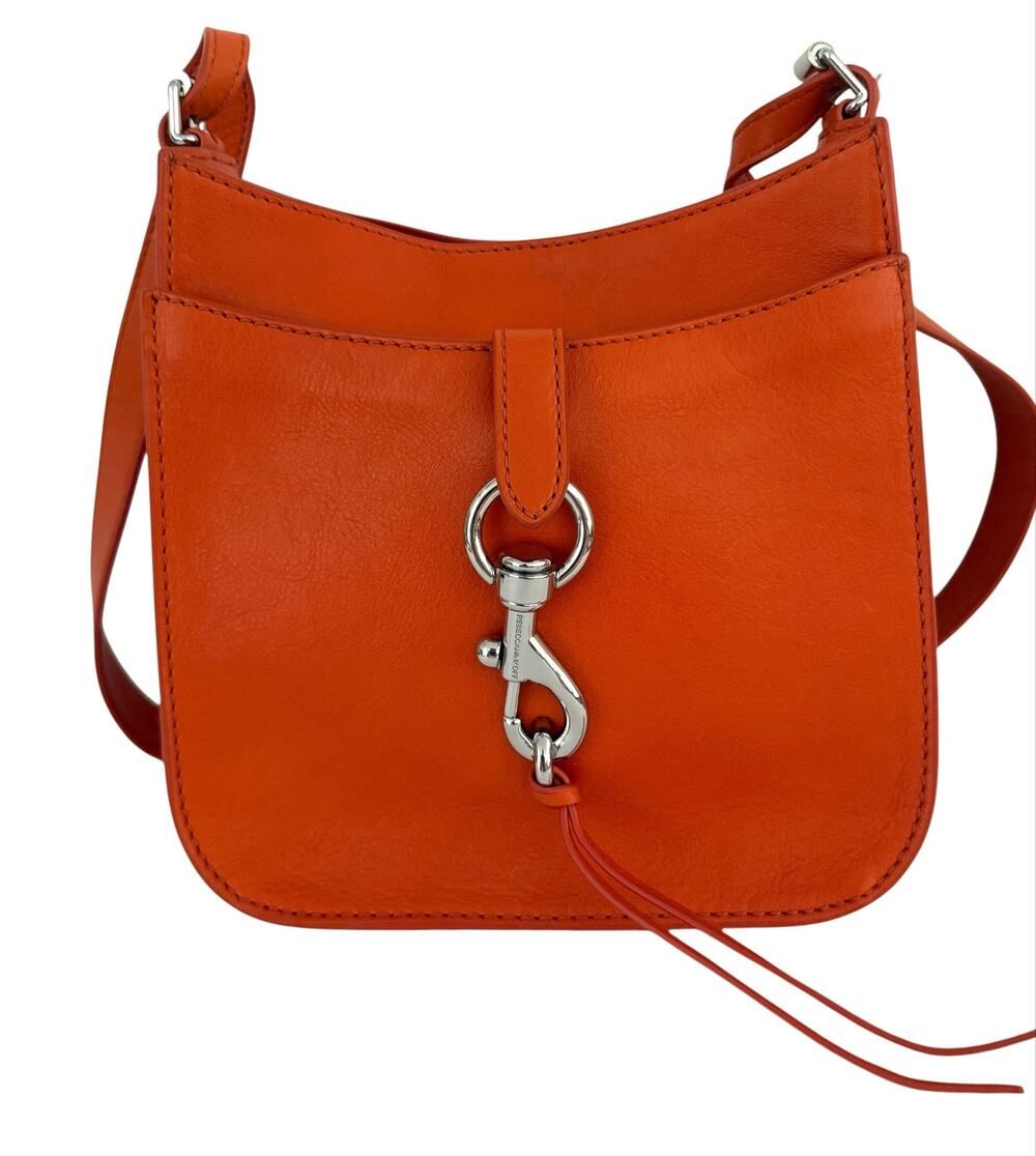 Rebecca Minkoff Megan Small Feed Bag Orange Leather Crossbody Shoulder Bag